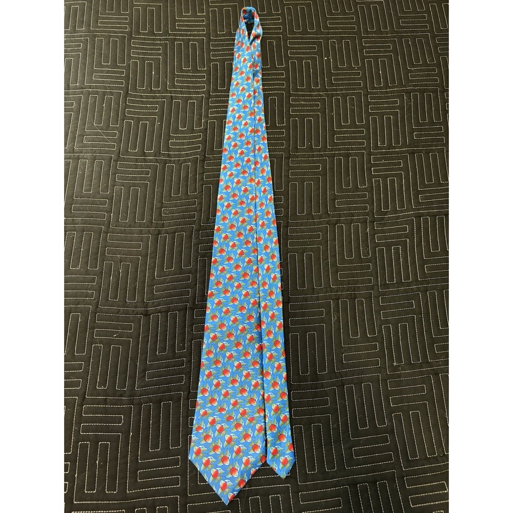 Rene Chagal Novelty Necktie Flying Fish Print Blue Polyester Tie‎